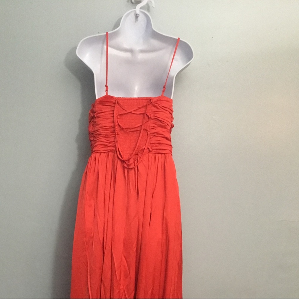 Abercrombie & Fitch Red Ruched Spaghetti-Strap Maxi Dress - Picture 14 of 16